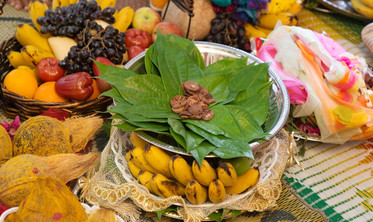 thulasi, mango leaves