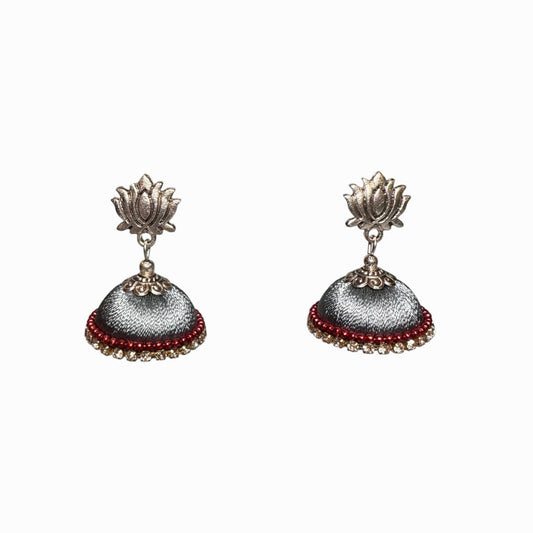 Silk Thread with White Stone Jhumka