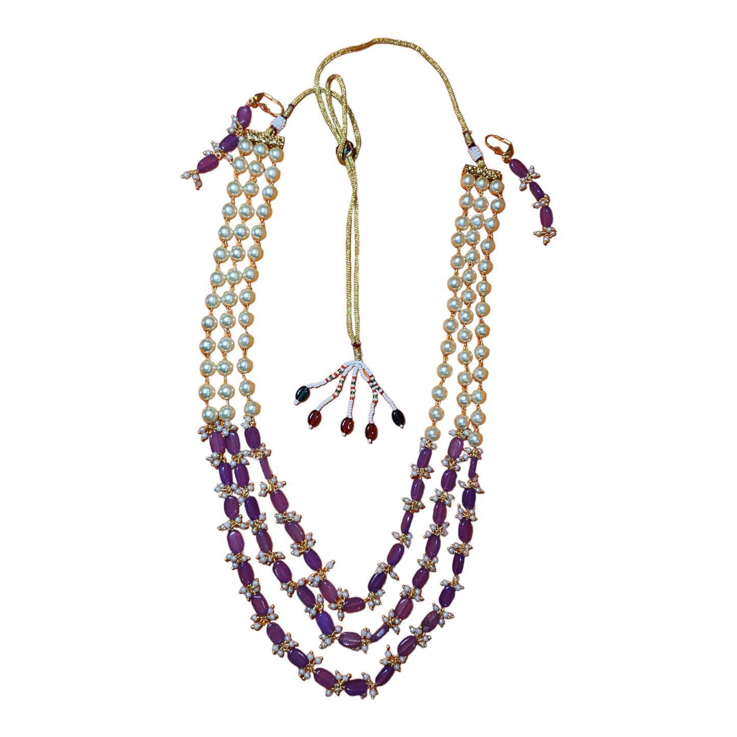 Ensemble de colliers avec perles violettes, vêtements de fête, Style fantaisie