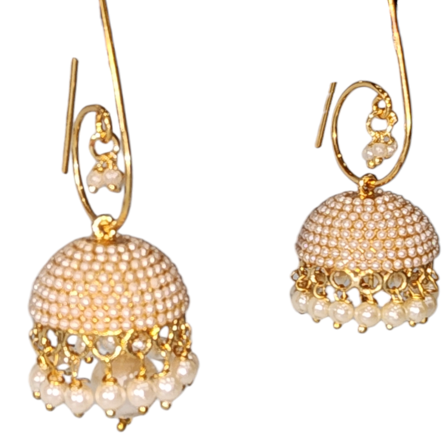 Studs Earrings Red Pearl Drop High Gold Fancy Style White Party wear Jhumka