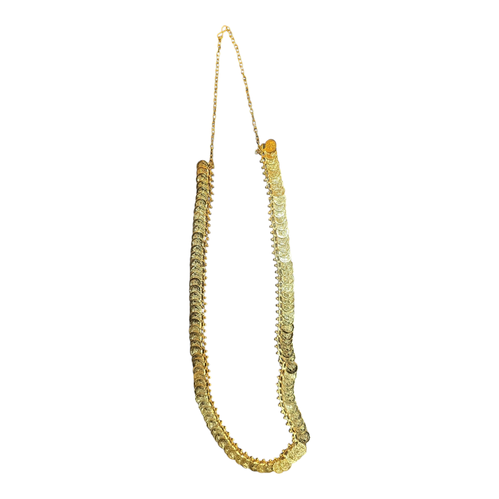 Gold Plated Long Temple Coin, Kasu Mala for Amman decoration, 1 each - Image 2